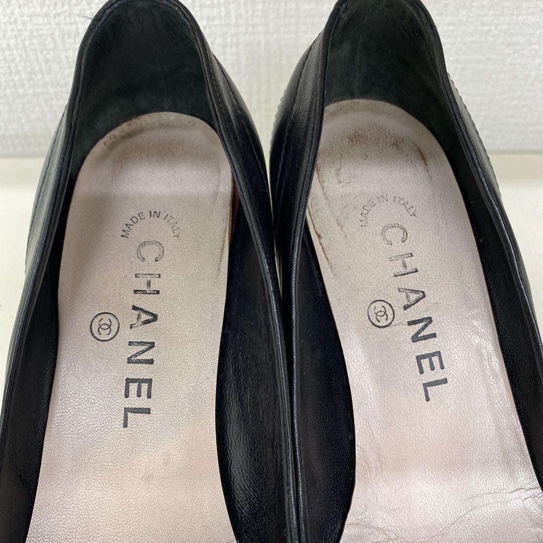 CHANEL Shoes Pumps Heel Cocomark EU 36.0 US 6.0 Black Authentic