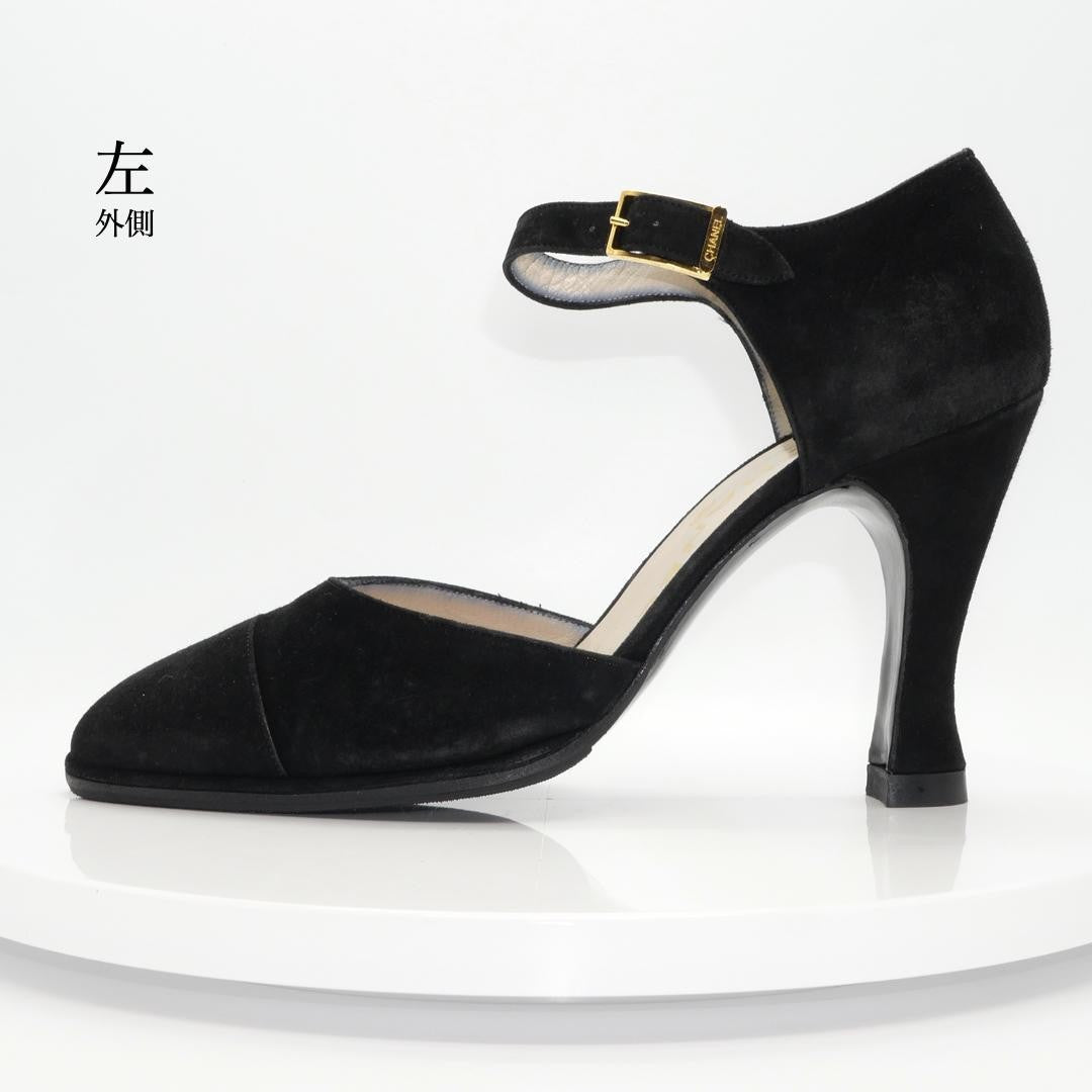 CHANEL Shoes Pumps Heel EU 36.0 US 6.0 Black Authentic