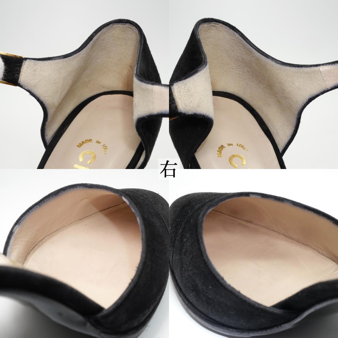 CHANEL Shoes Pumps Heel EU 36.0 US 6.0 Black Authentic