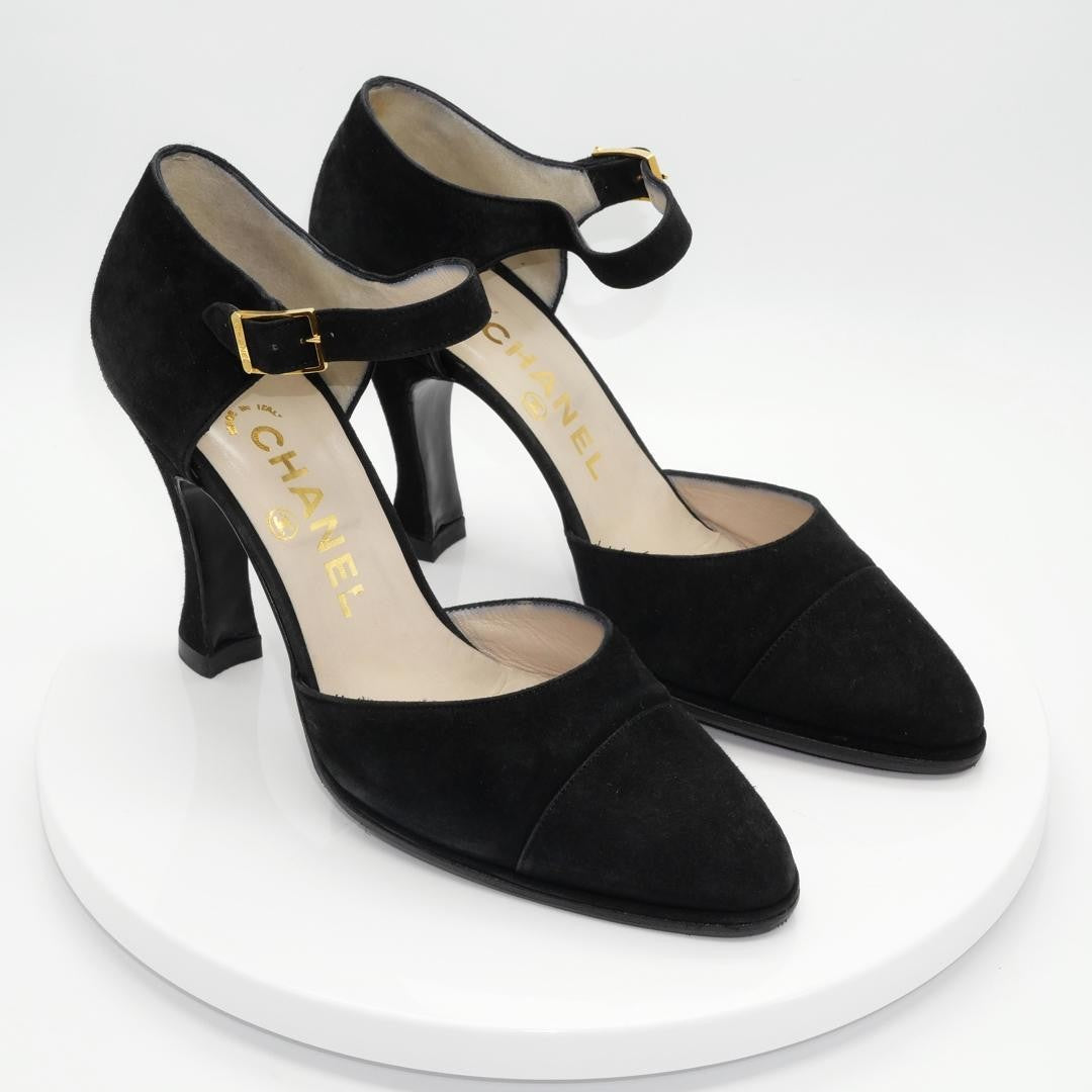 CHANEL Shoes Pumps Heel EU 36.0 US 6.0 Black Authentic