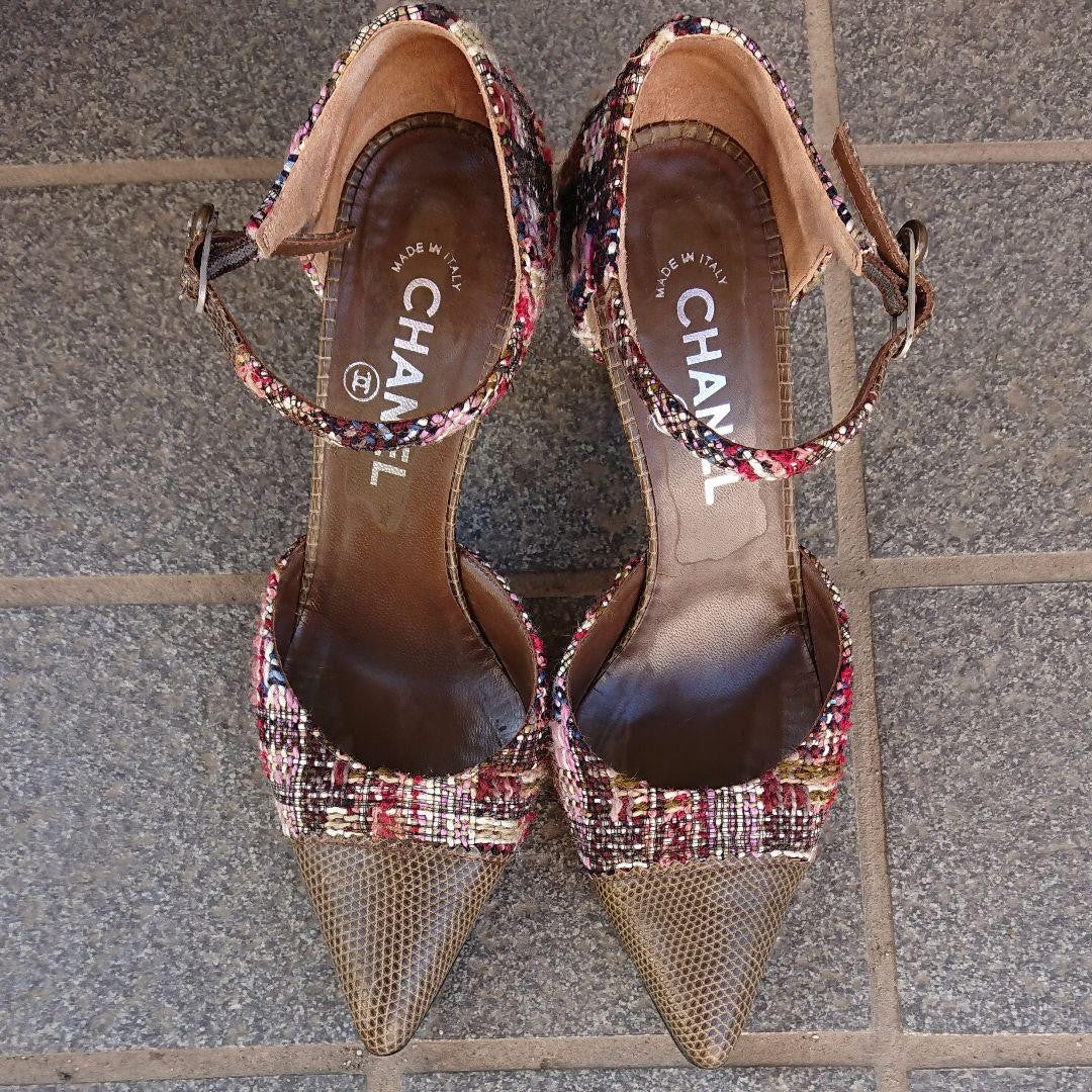 CHANEL Shoes Pumps Heel EU 38.5 US 8.5 Multicolor Authentic