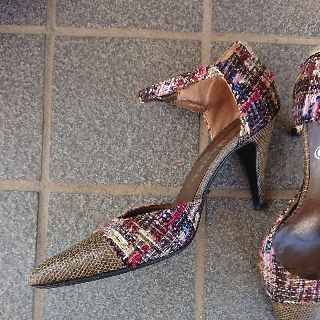 CHANEL Shoes Pumps Heel EU 38.5 US 8.5 Multicolor Authentic