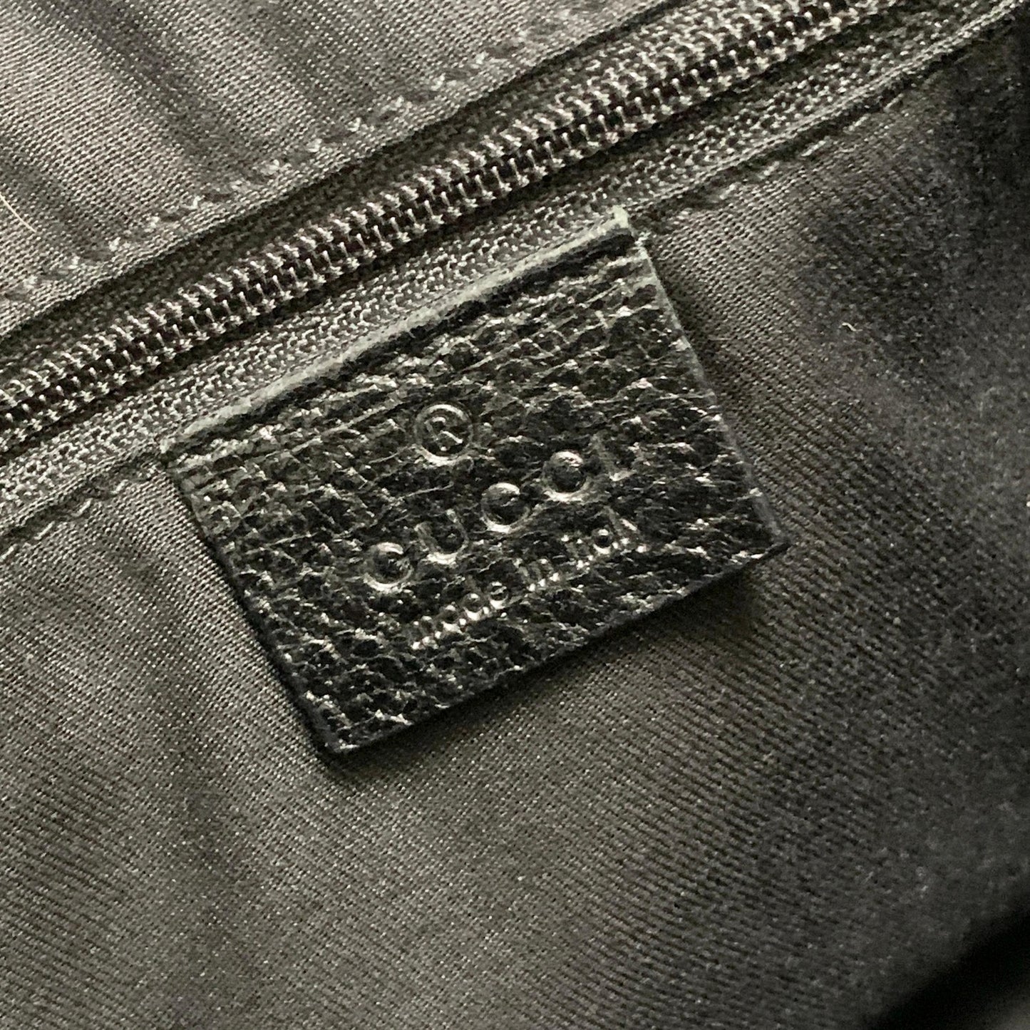 GUCCI Bag GG Canvas Hand Tote Purse Canvas Leather Black Silver Used Authentic