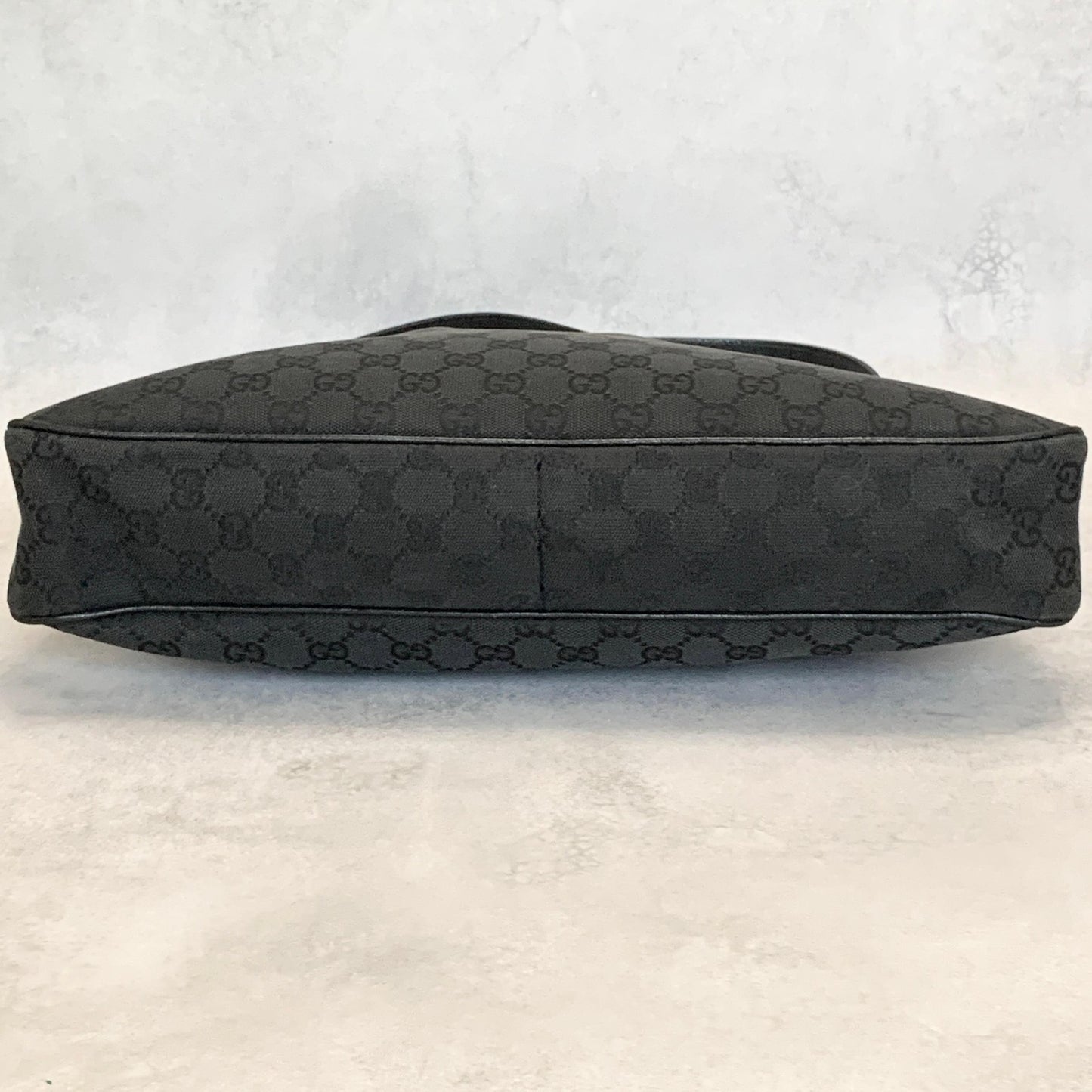 GUCCI Bag GG Canvas Hand Tote Purse Canvas Leather Black Silver Used Authentic