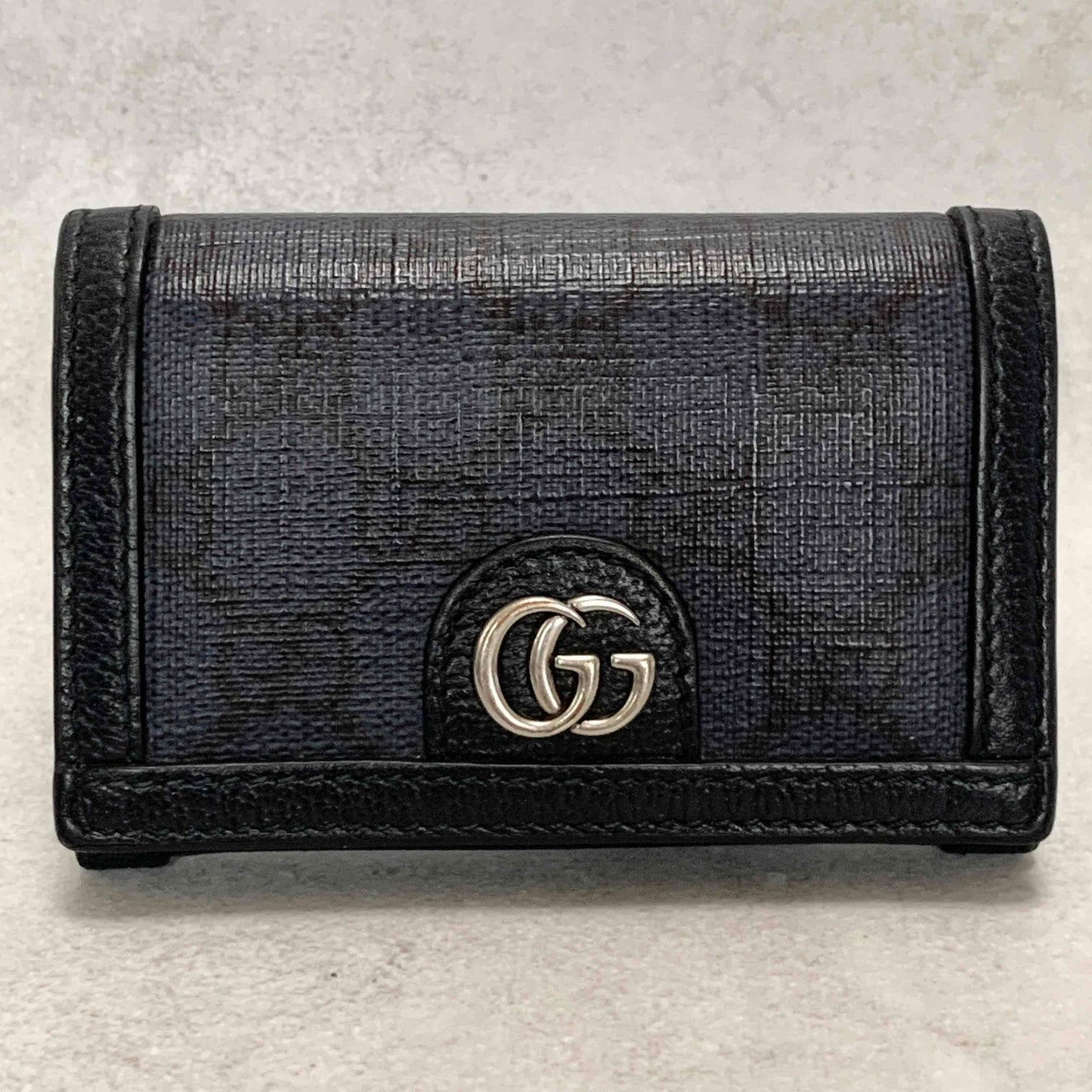 Gucci Bi-fold Card Holder Marmont GG Supreme Wallet Case Flap Purse Compact Navy