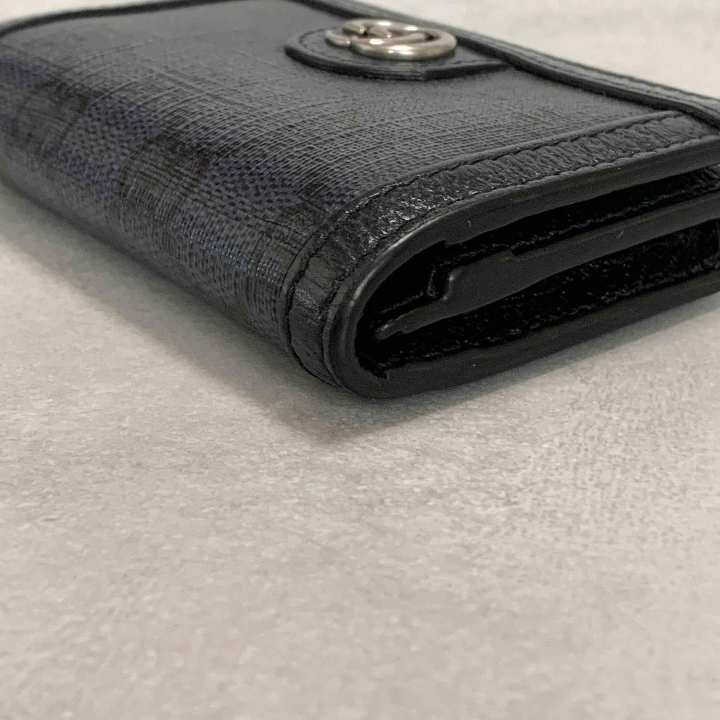 Gucci Bi-fold Card Holder Marmont GG Supreme Wallet Case Flap Purse Compact Navy