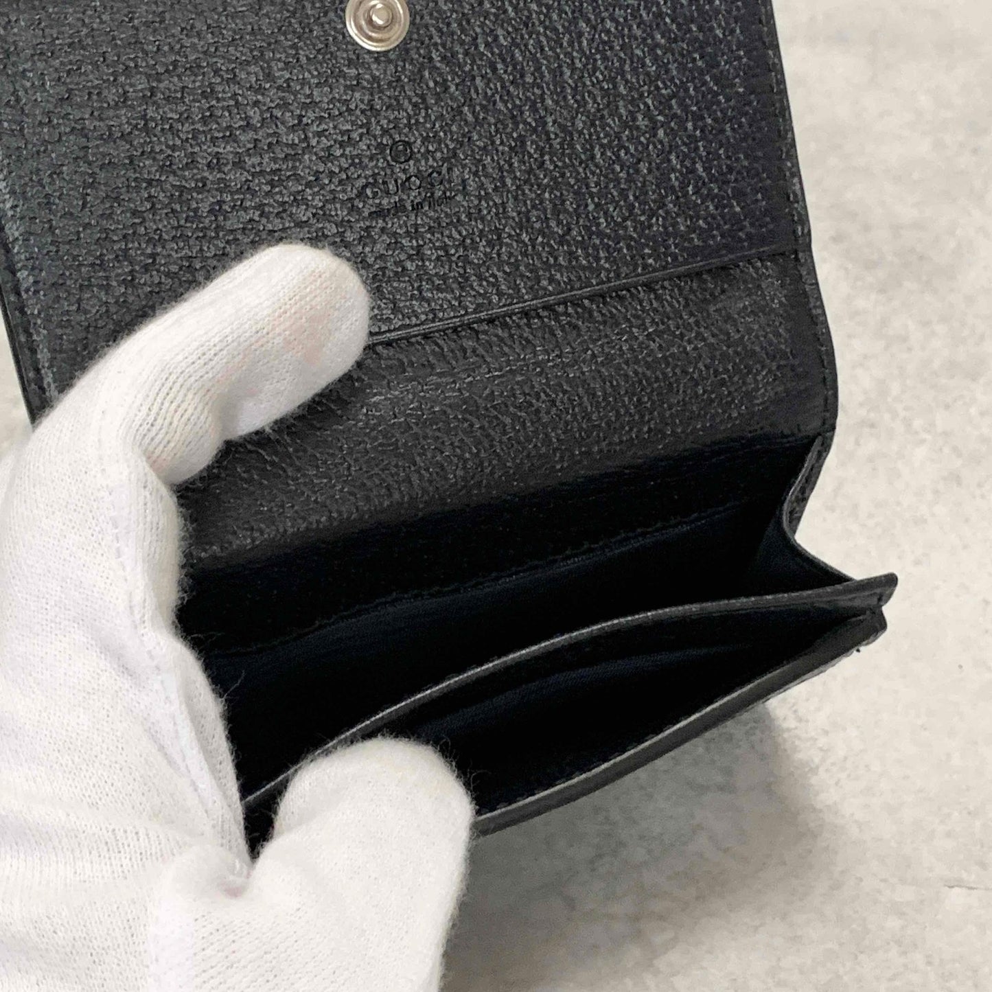 Gucci Bi-fold Card Holder Marmont GG Supreme Wallet Case Flap Purse Compact Navy