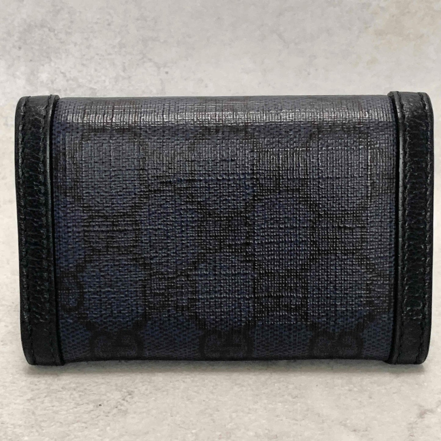 Gucci Bi-fold Card Holder Marmont GG Supreme Wallet Case Flap Purse Compact Navy