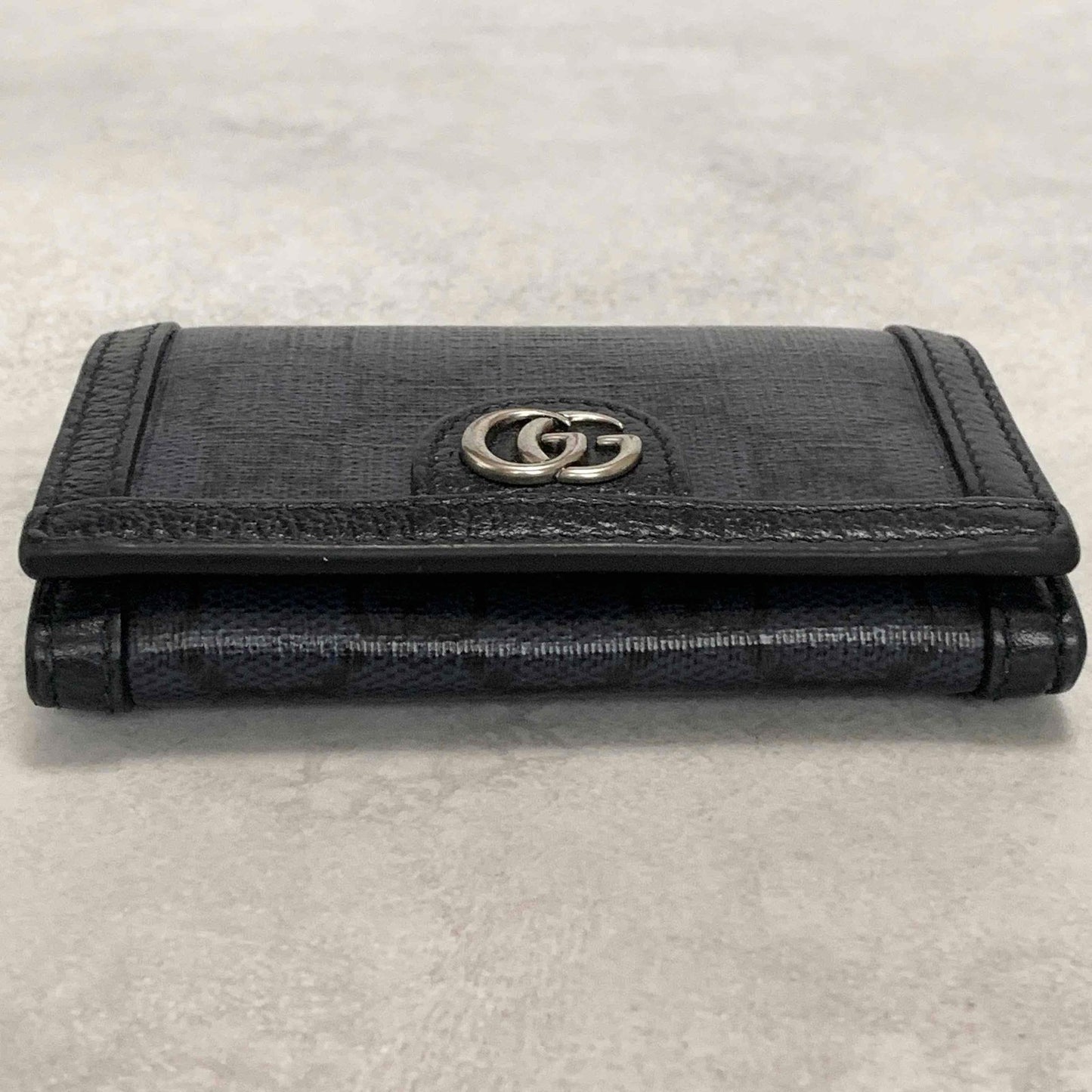 Gucci Bi-fold Card Holder Marmont GG Supreme Wallet Case Flap Purse Compact Navy