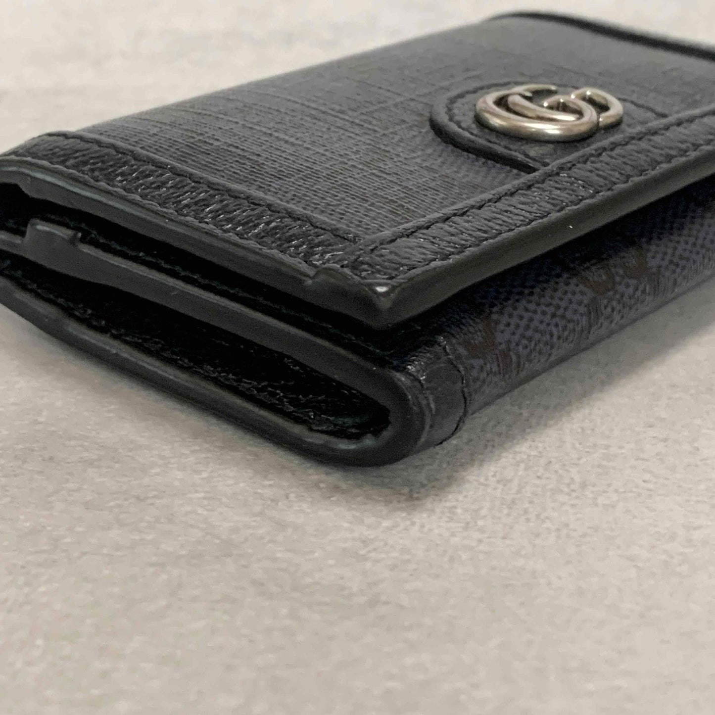 Gucci Bi-fold Card Holder Marmont GG Supreme Wallet Case Flap Purse Compact Navy