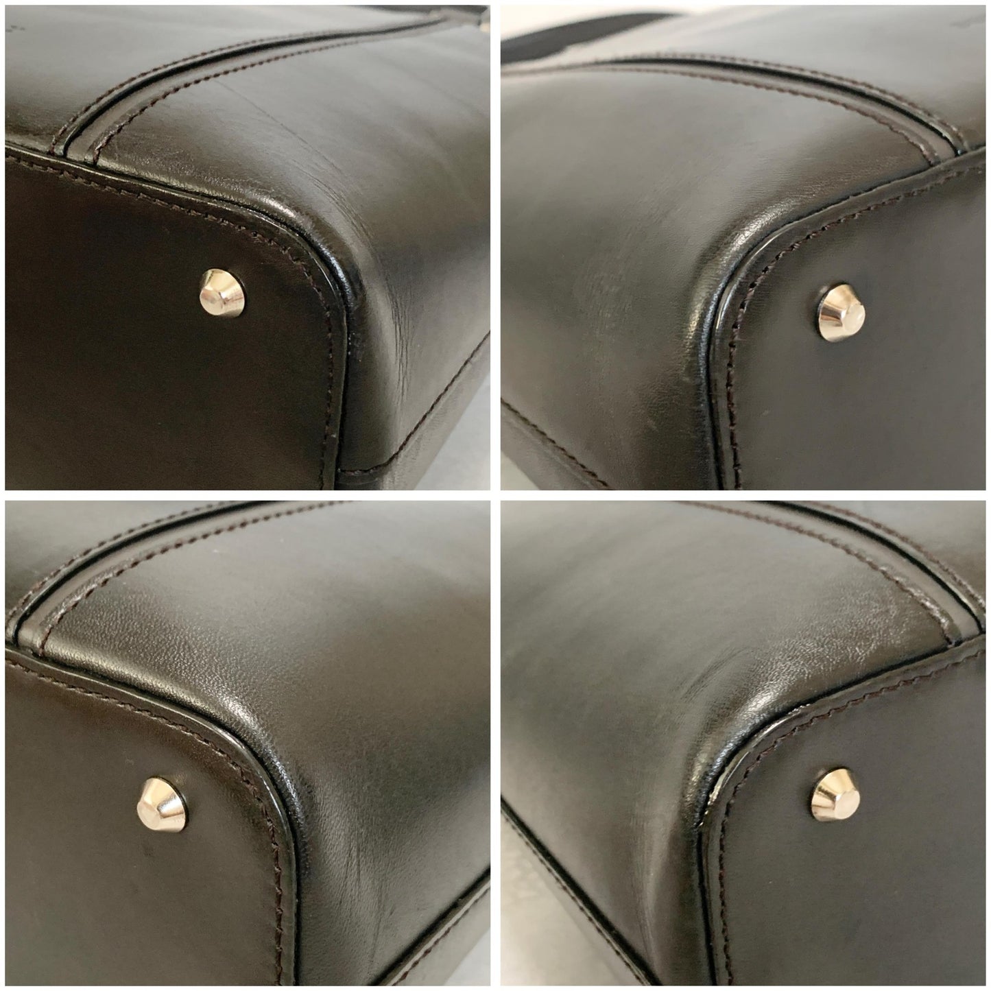 BURBERRY Bag Nova Check Logo Hand Tote Purse Leather Black Silver Authentic