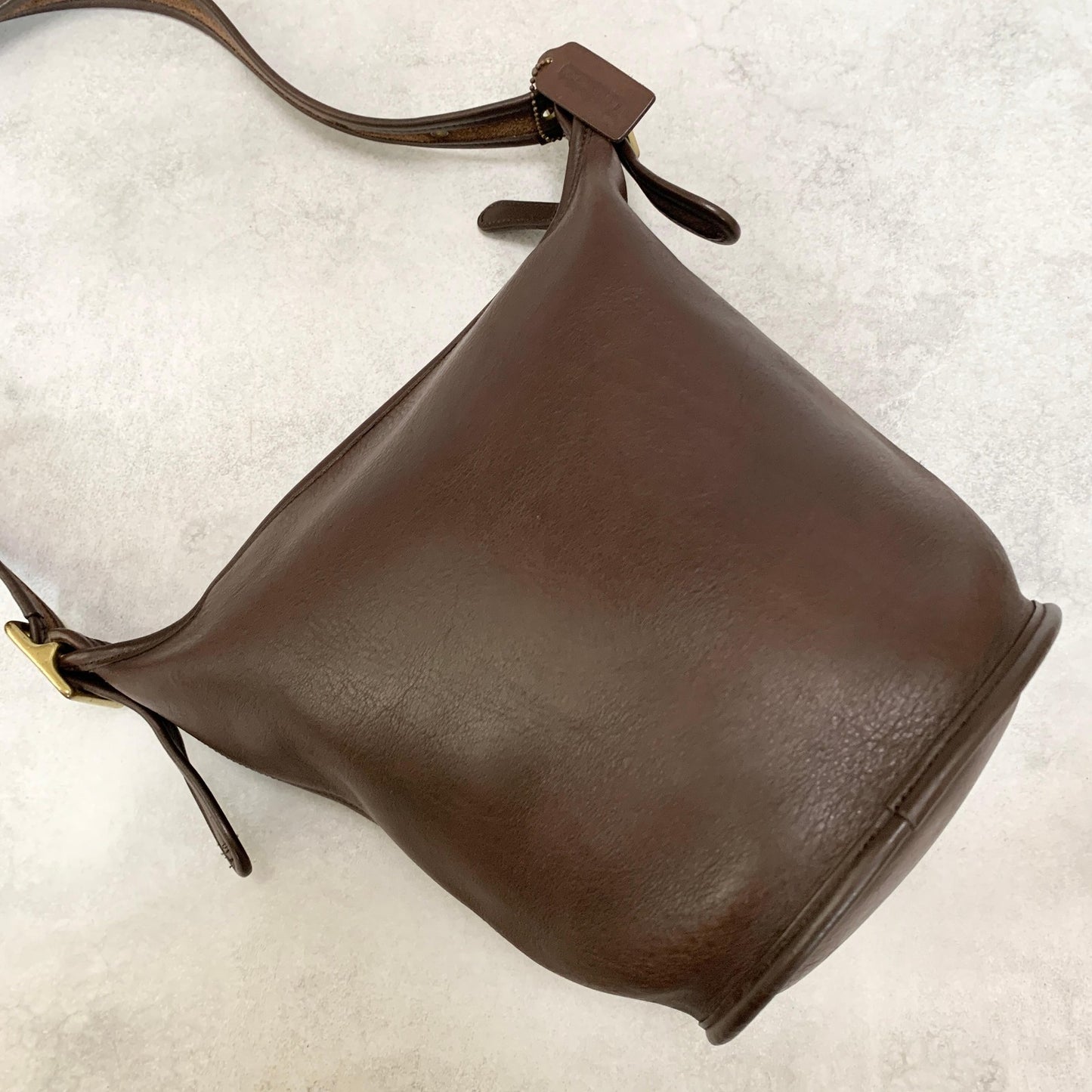 COACH Bag 9960 Turn Lock Shoulder Purse Leather Brown Gold Used Authentic