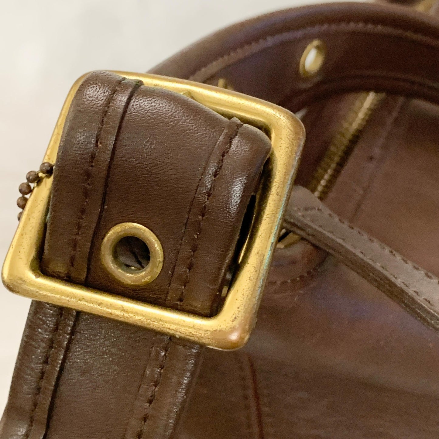 COACH Bag 9960 Turn Lock Shoulder Purse Leather Brown Gold Used Authentic