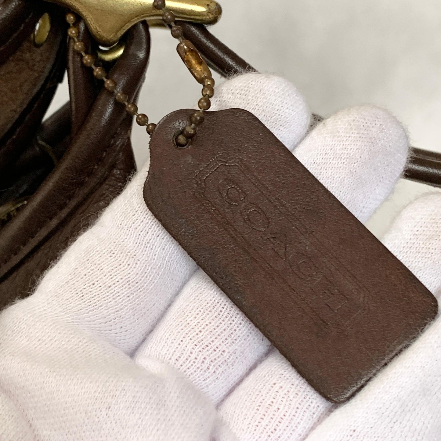 COACH Bag 9960 Turn Lock Shoulder Purse Leather Brown Gold Used Authentic