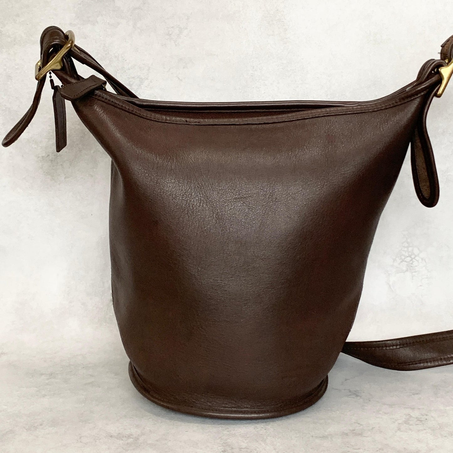 COACH Bag 9960 Turn Lock Shoulder Purse Leather Brown Gold Used Authentic