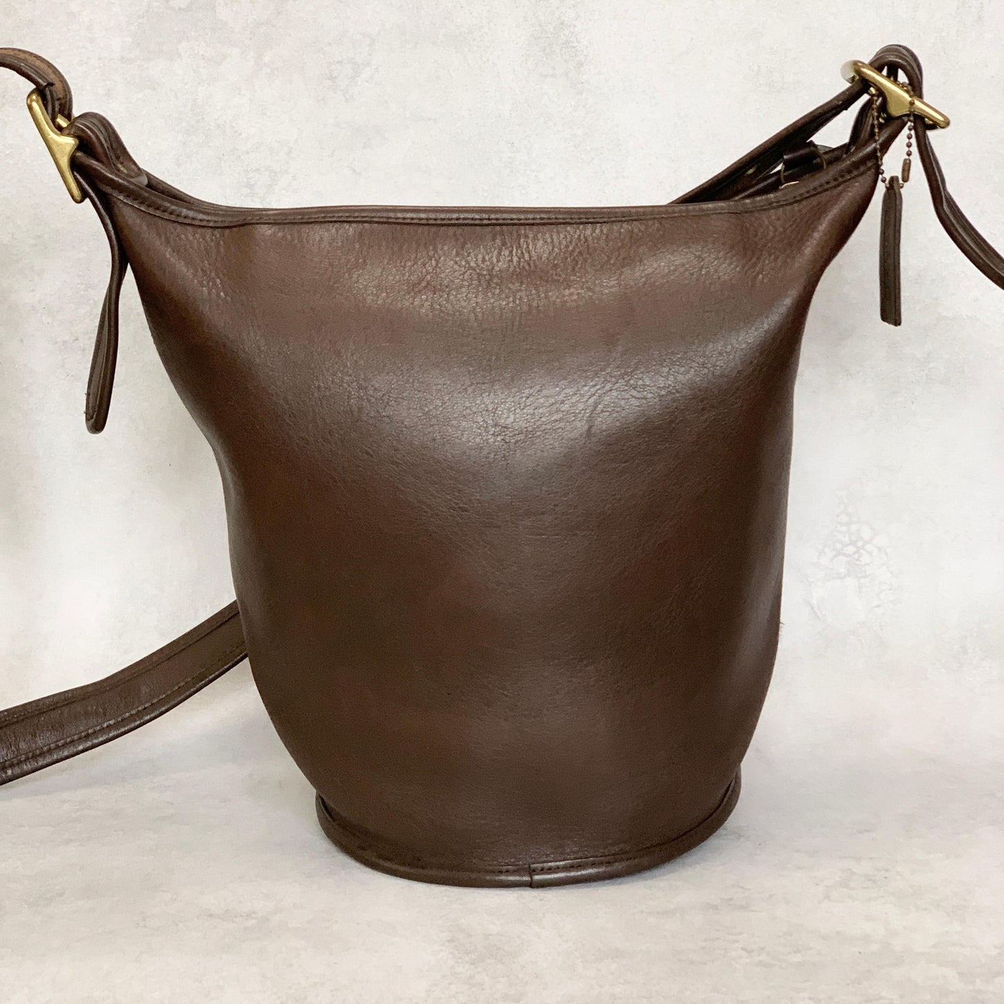 COACH Bag 9960 Turn Lock Shoulder Purse Leather Brown Gold Used Authentic