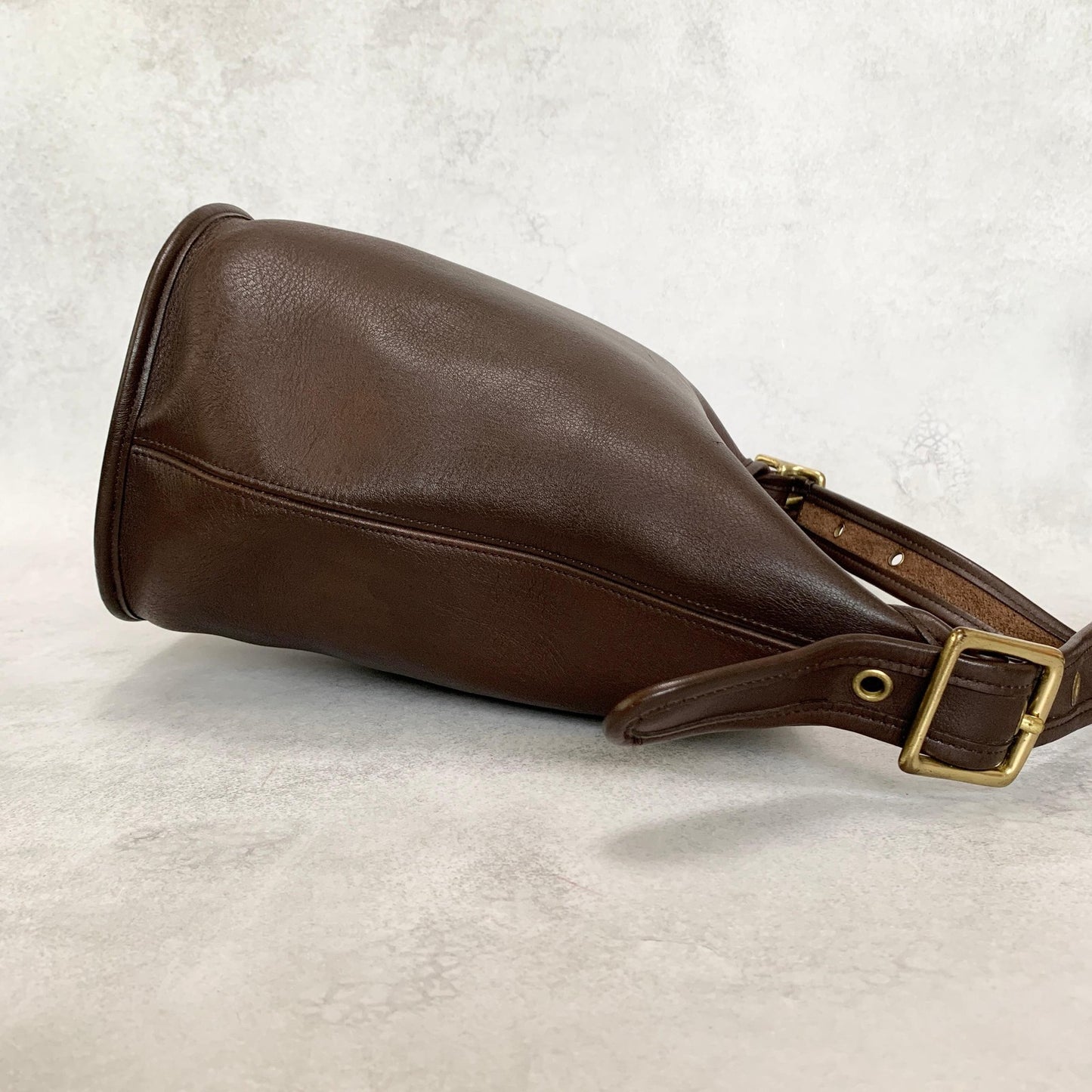 COACH Bag 9960 Turn Lock Shoulder Purse Leather Brown Gold Used Authentic