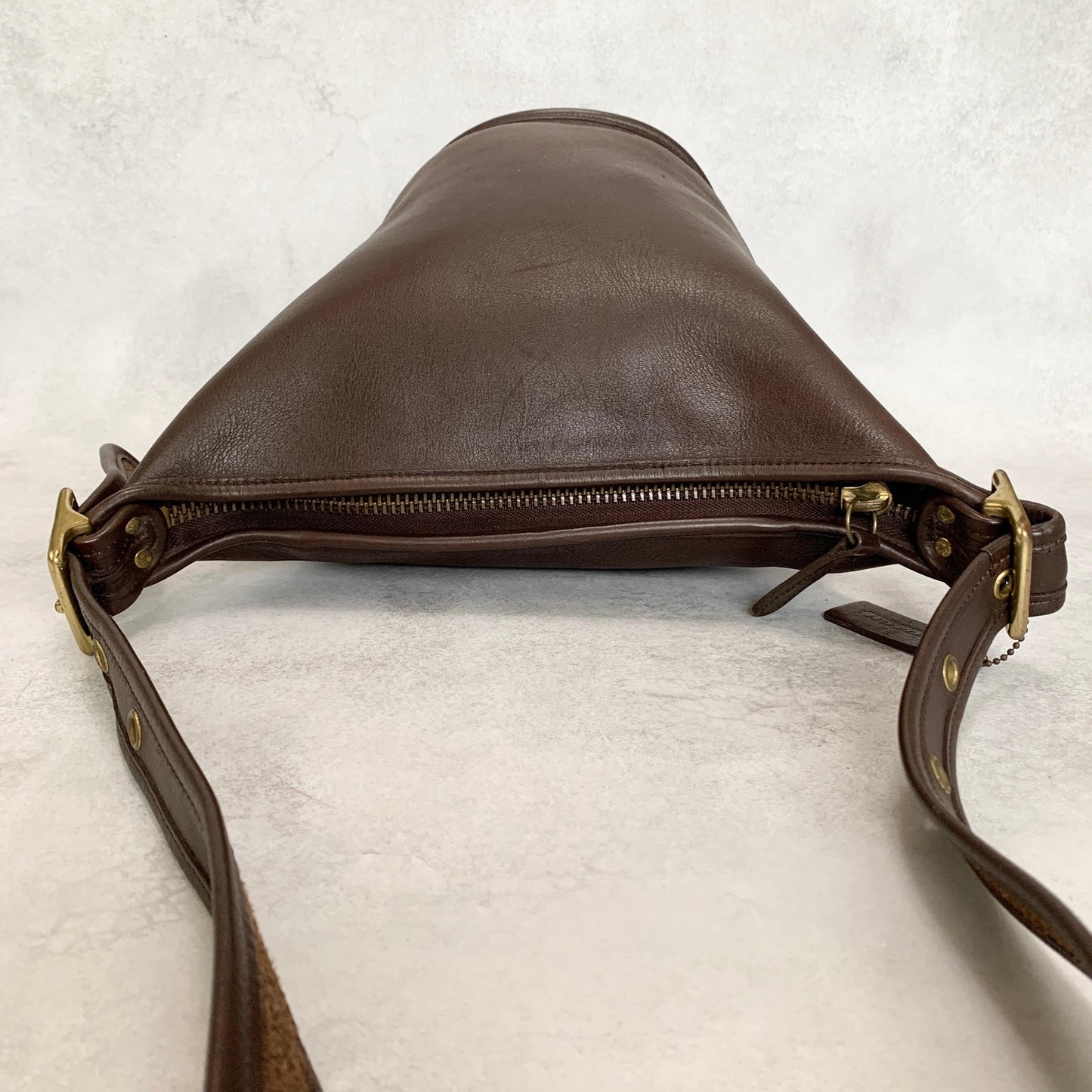 COACH Bag 9960 Turn Lock Shoulder Purse Leather Brown Gold Used Authentic