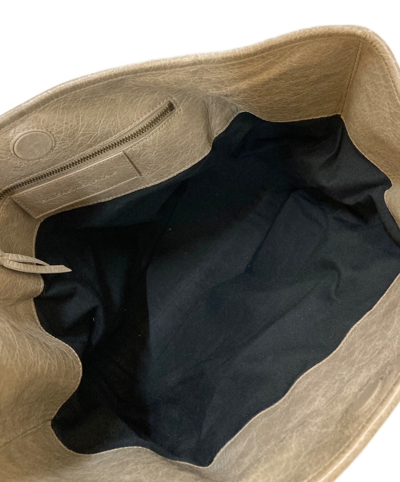 BALENCIAGA Hand Bag Tote Purse THE SUNDAY Leather Beige Authentic