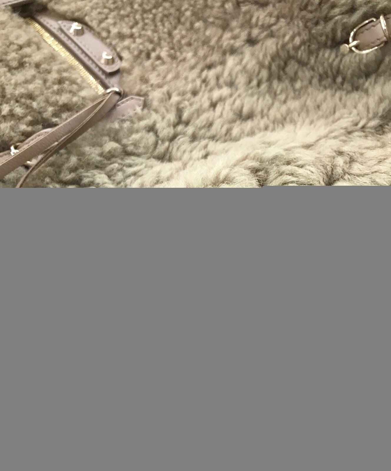 BALENCIAGA Hand Bag Tote Purse PAPER Mouton fur Beige Authentic