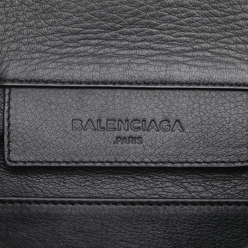 BALENCIAGA Clutch Bag Second Bag Paper Zip Around Leather Black Authentic