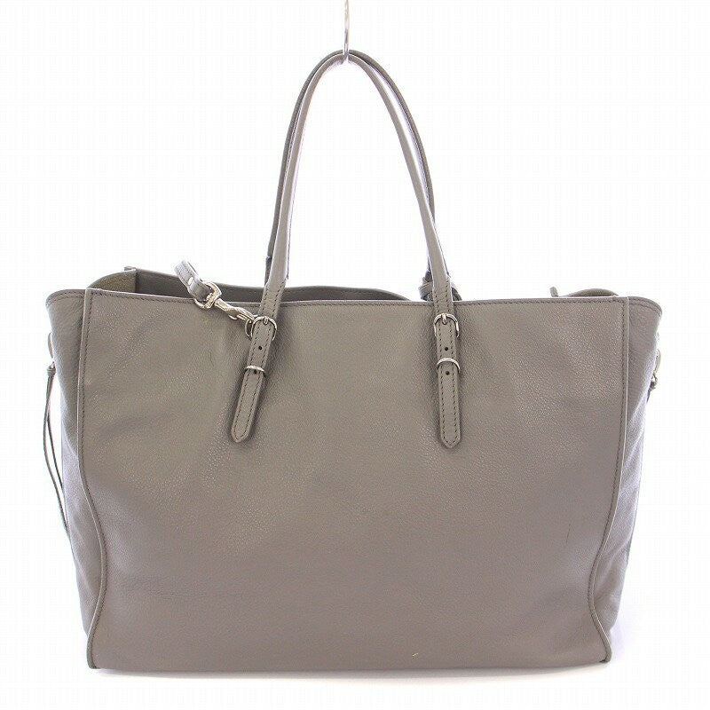 BALENCIAGA Hand Shoulder Bag Tote Purse 2way Paper B4 Zip Around Leather Gray