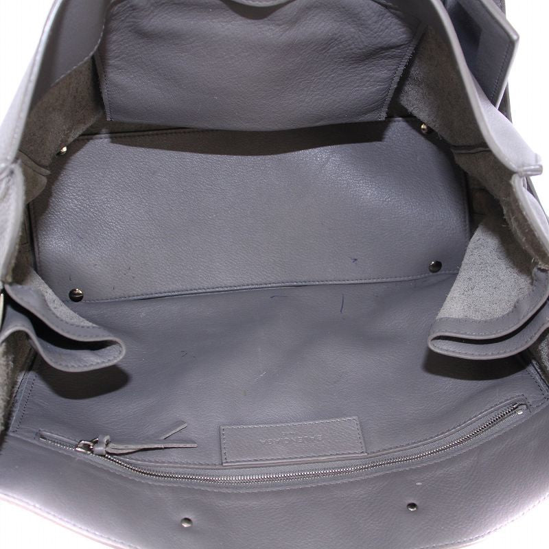 BALENCIAGA Hand Shoulder Bag Tote Purse 2way Paper B4 Zip Around Leather Gray