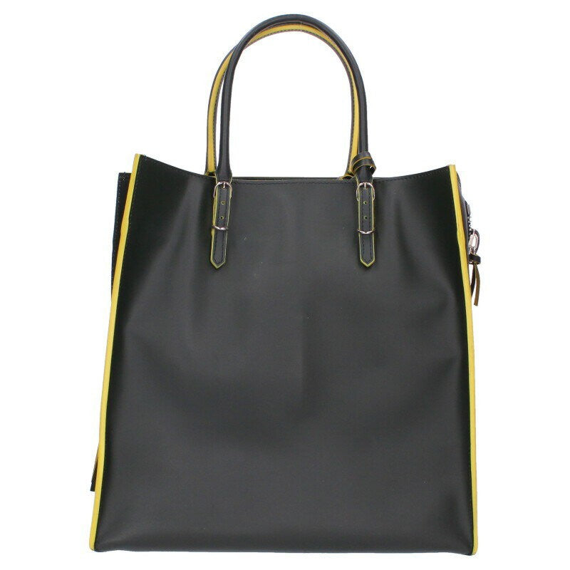 BALENCIAGA Hand Bag Tote Purse Paper Leather Green Yellow Authentic