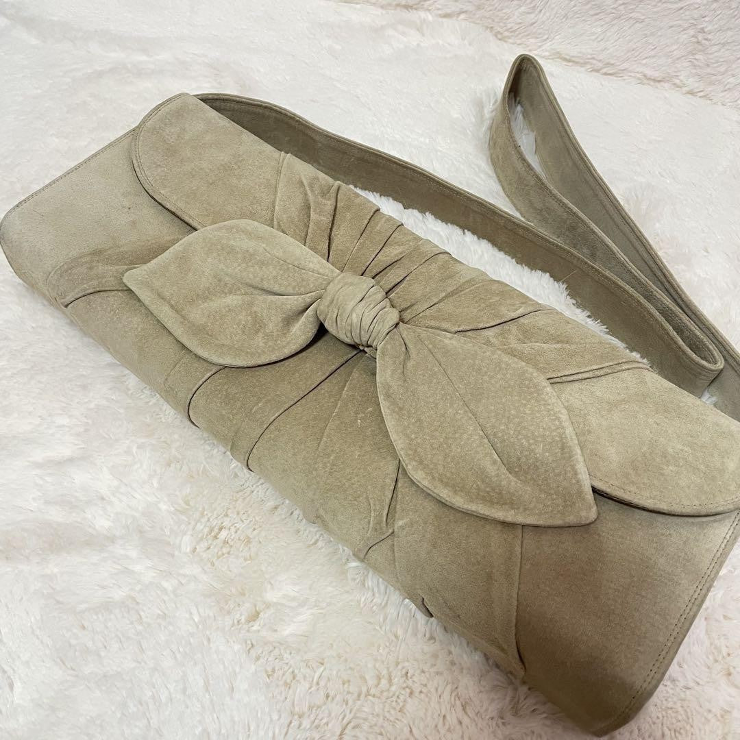 BALENCIAGA Shoulder Bag Purse Suede Beige Authentic