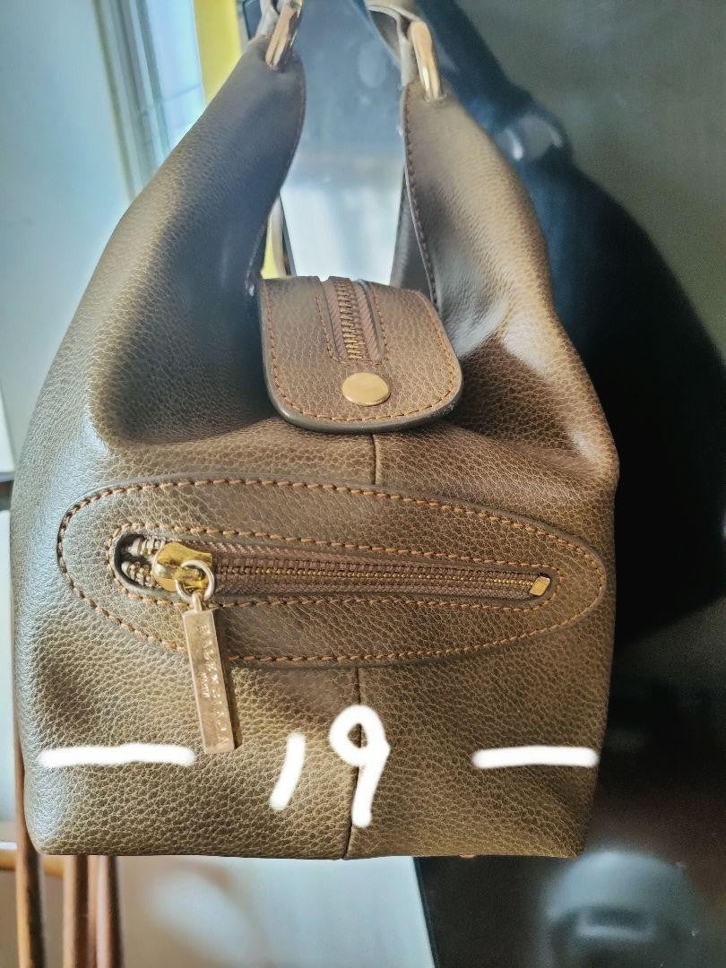 BALENCIAGA Shoulder Bag Purse BB Leather Olive Green Authentic