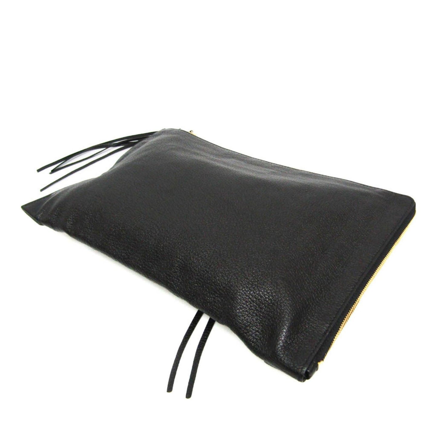 BALENCIAGA Clutch Bag Second Bag Leather Black Authentic