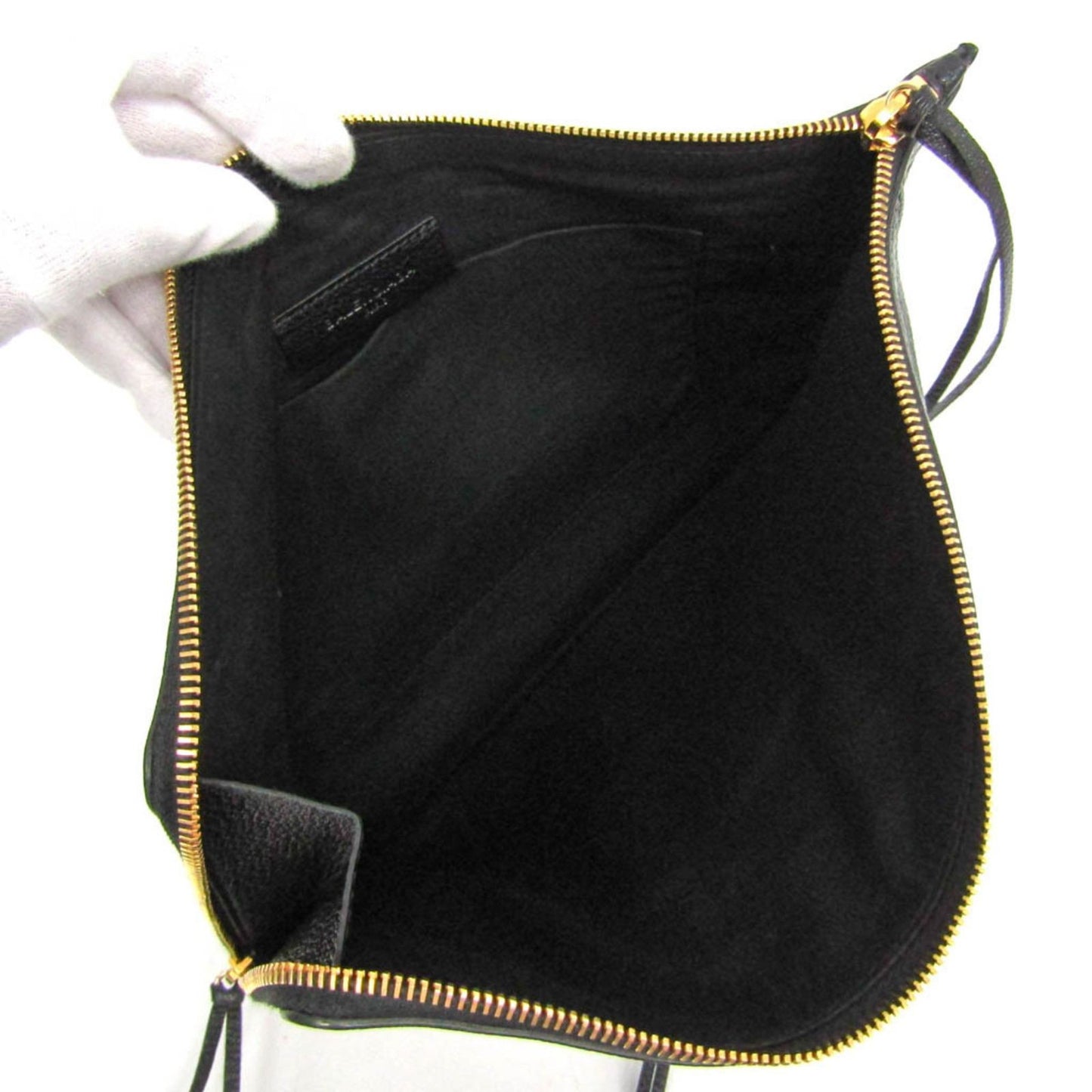 BALENCIAGA Clutch Bag Second Bag Leather Black Authentic
