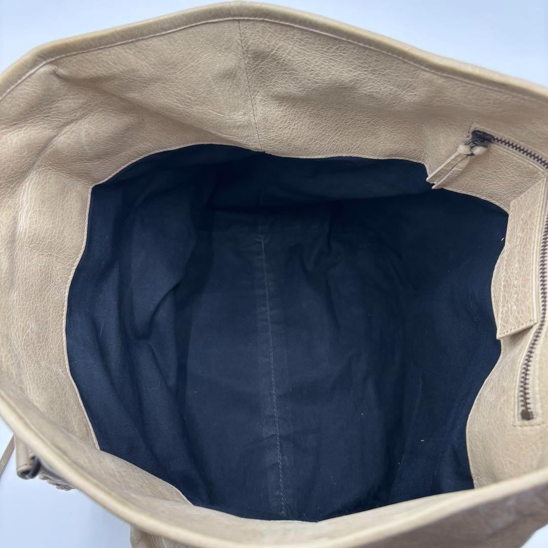 BALENCIAGA Hand Bag Tote Purse THE SUNDAY Leather Off White Authentic