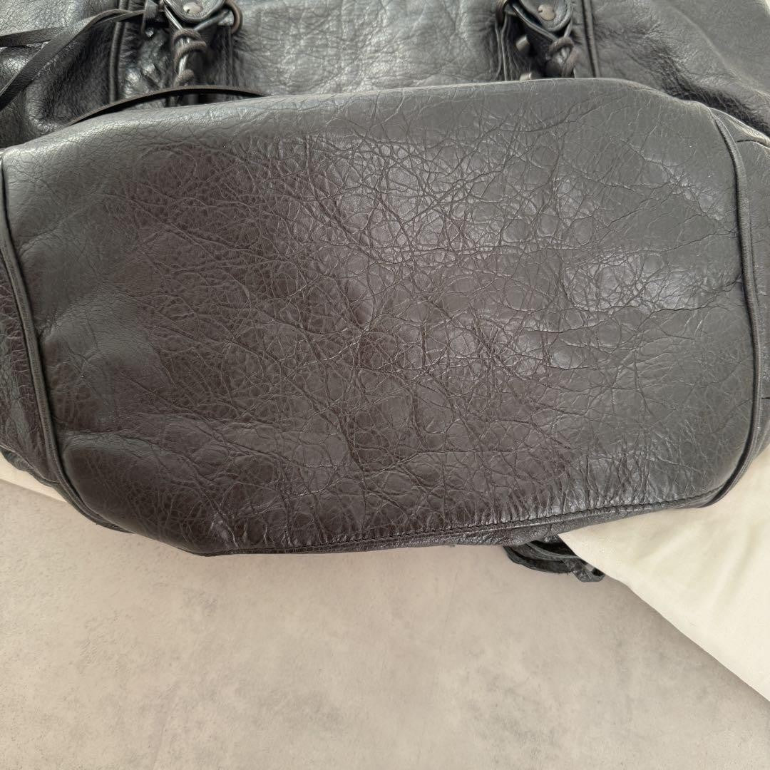 BALENCIAGA Hand Bag Tote Purse SUNDAY Leather Black Authentic