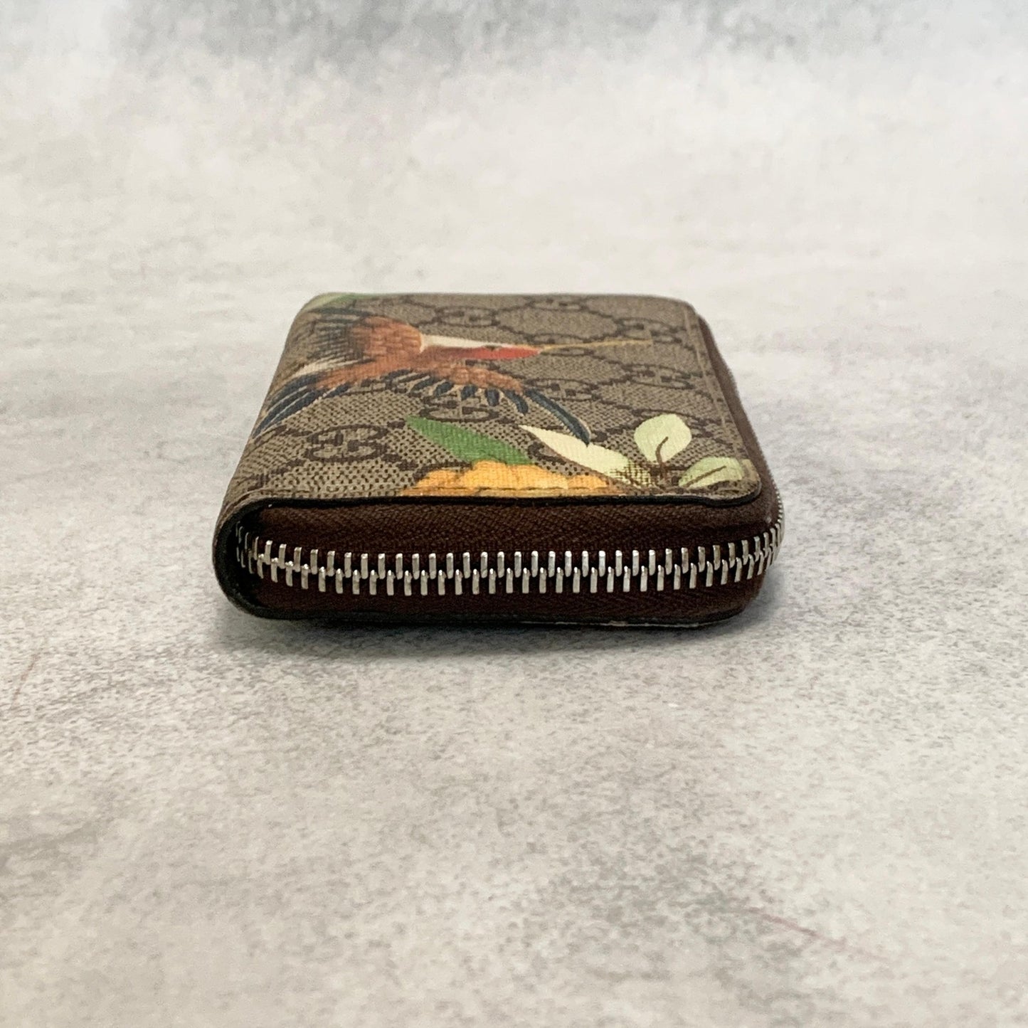 GUCCI Tian GG Supreme Coin Case Card Holder Wallet Purse Compact Leather Brown