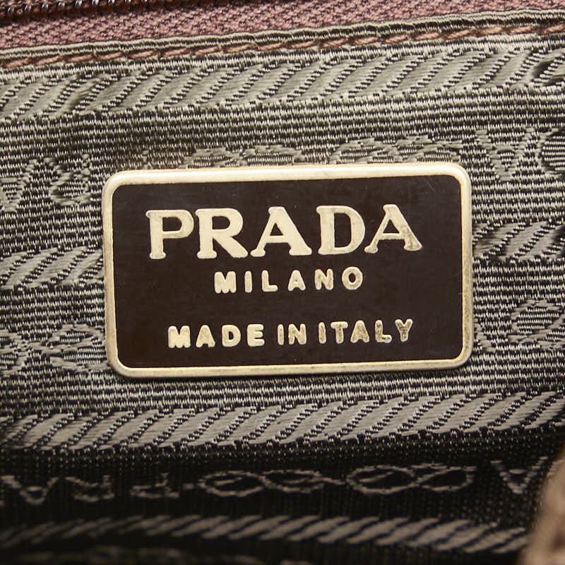 PRADA Backpack Logo Nylon Leather Brown Authentic