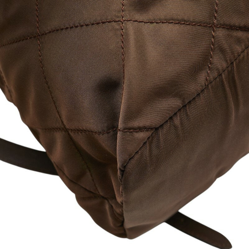 PRADA Backpack Logo Nylon Leather Brown Authentic