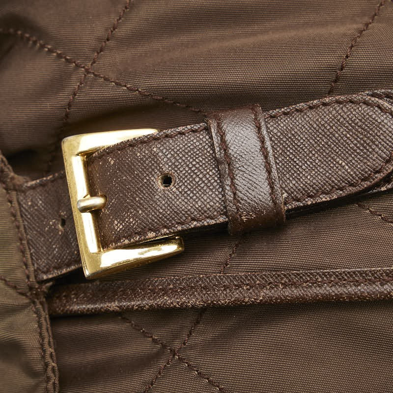 PRADA Backpack Logo Nylon Leather Brown Authentic