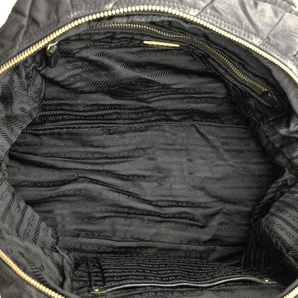 PRADA Hand Bag Tote Purse Quilting Nylon Black Authentic