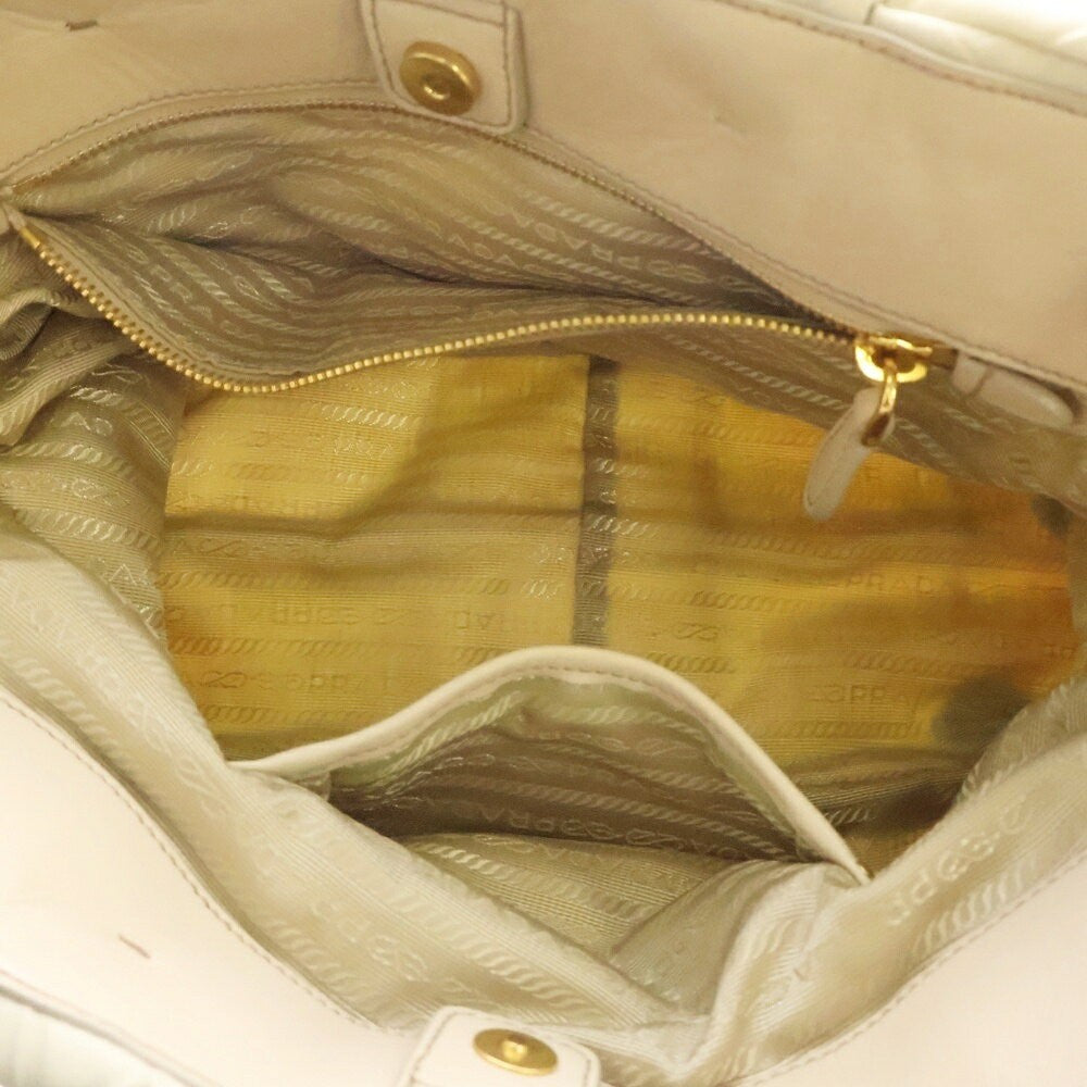 PRADA Hand Bag Tote Purse Quilting Nylon Beige Authentic