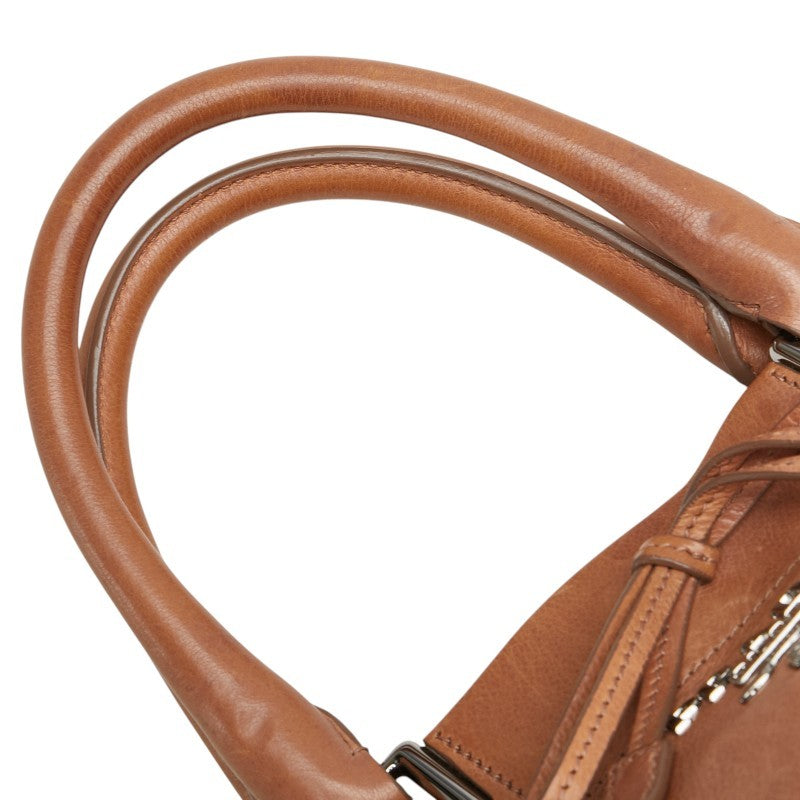 PRADA Hand Bag Tote Purse Leather Pink Beige Authentic