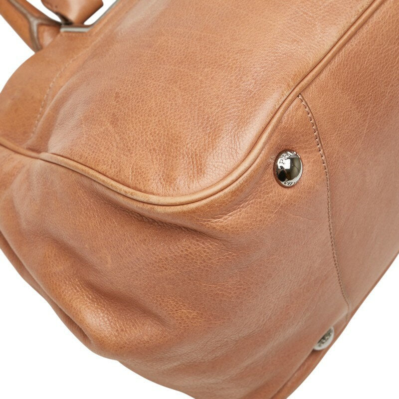 PRADA Hand Bag Tote Purse Leather Pink Beige Authentic