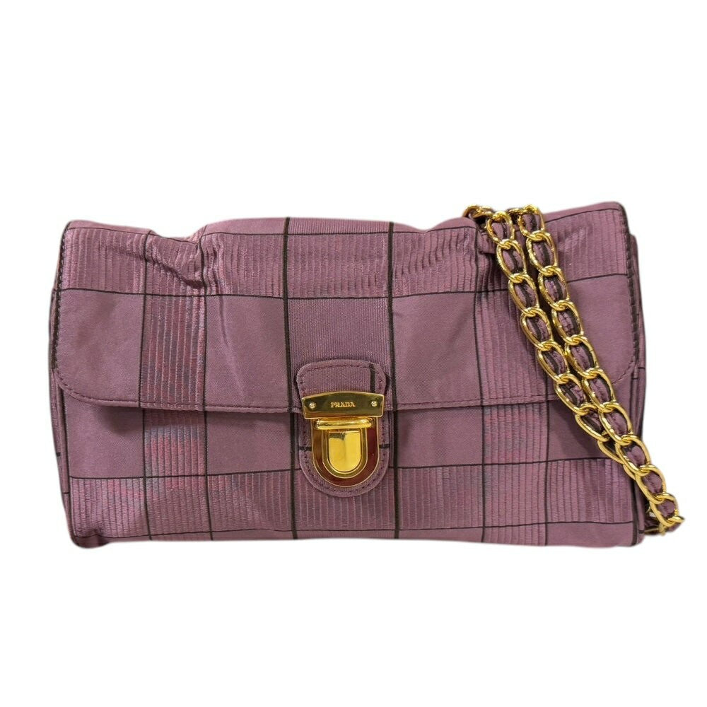 PRADA Shoulder Bag Purse 2way Chain Nylon Jacquard Pink Authentic