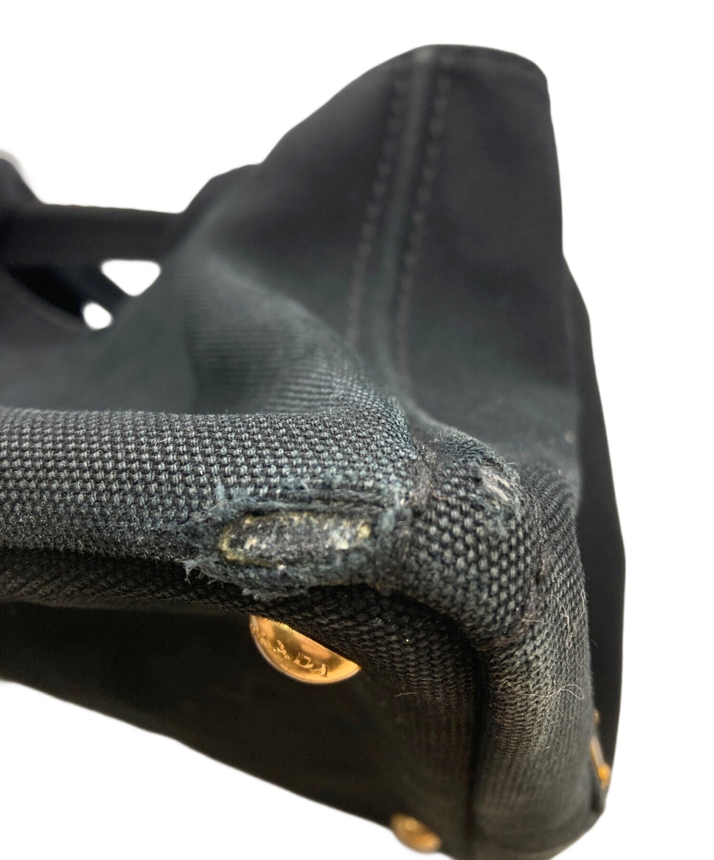 PRADA Hand Bag Tote Purse Canapa Black Authentic