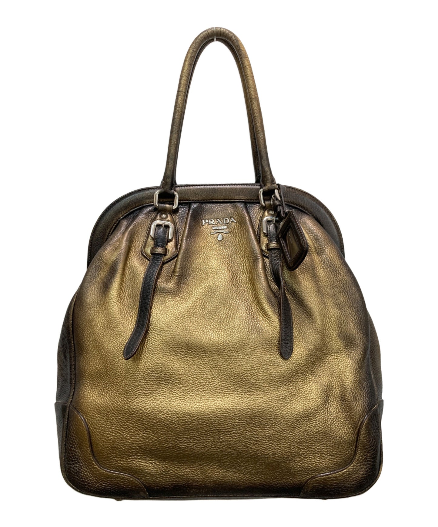 PRADA Hand Bag Tote Purse Gradation Gold Authentic