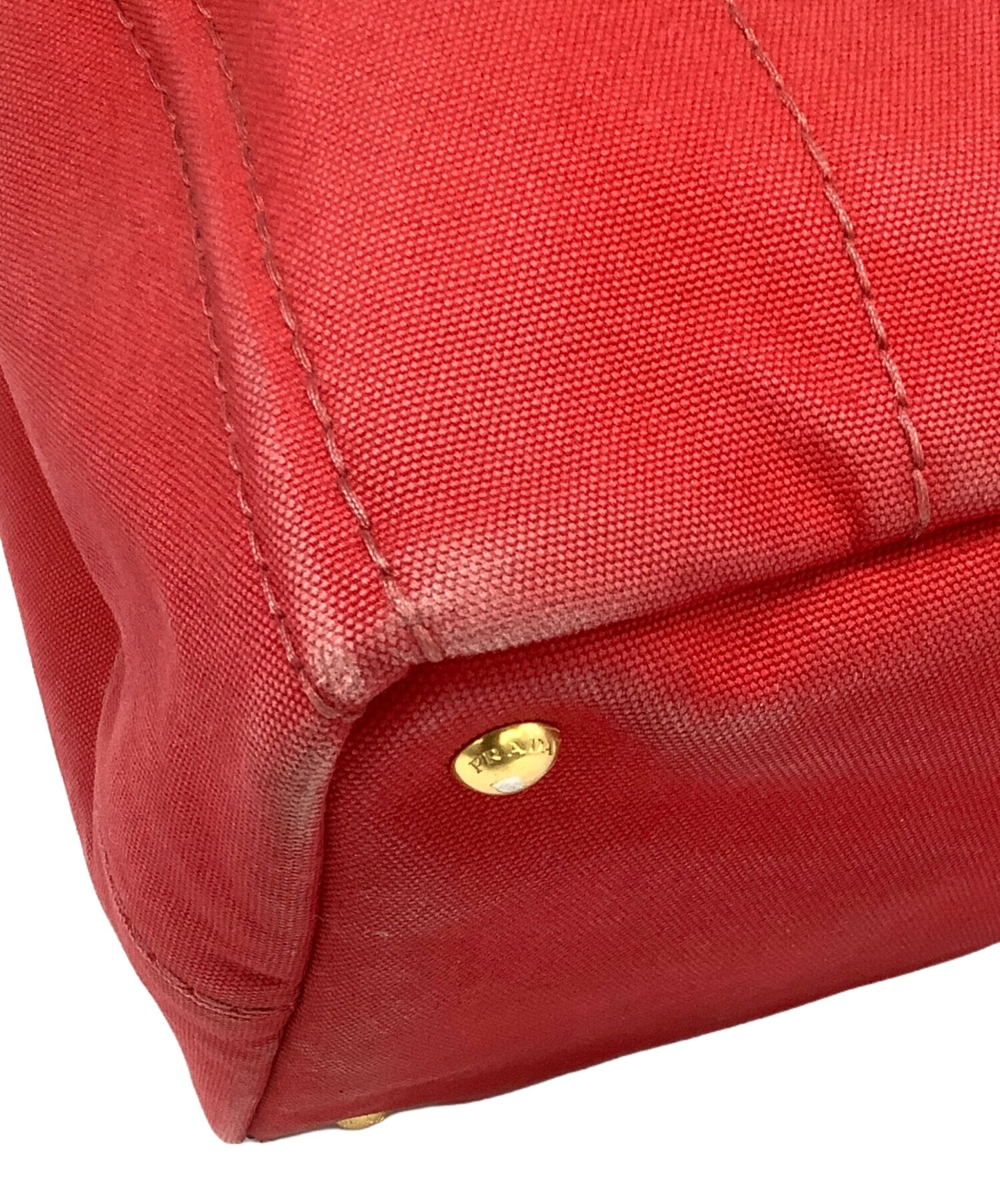 PRADA Hand Bag Tote Purse Canapa Red Authentic