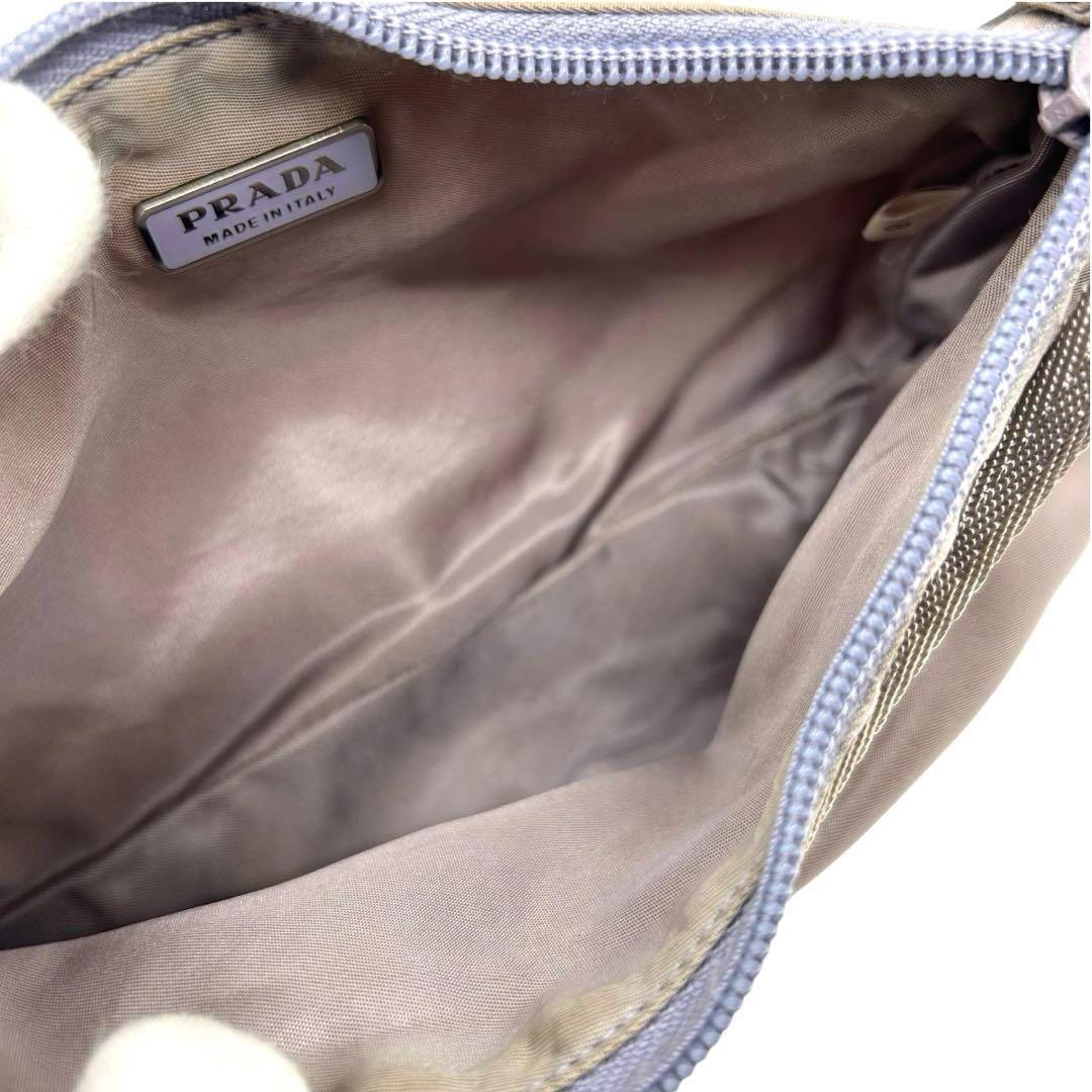 PRADA Accessory Pouch Hand Bag Tote Purse Logo Nylon Purple Authentic