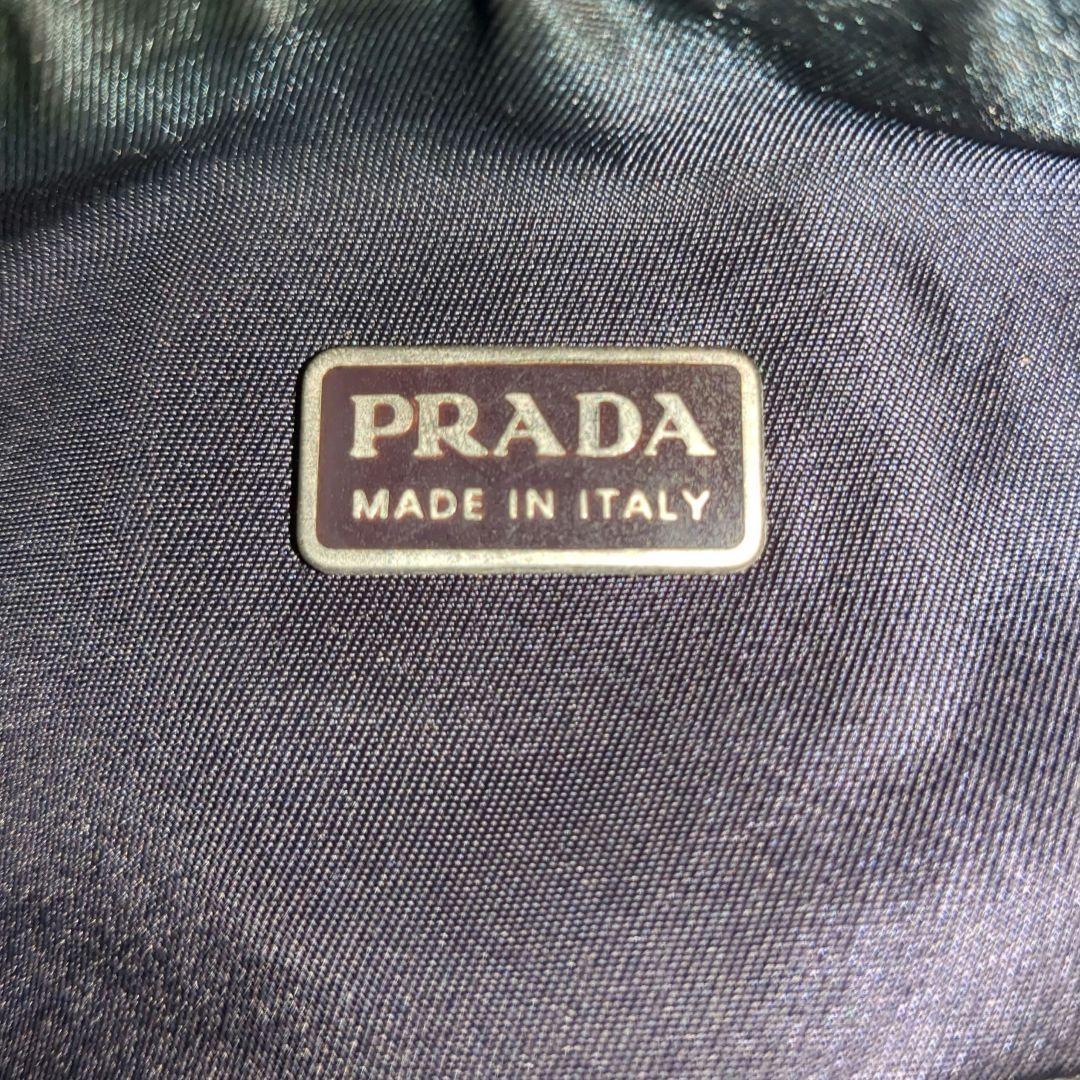 PRADA Accessory Pouch Shoulder Bag Purse Logo Nylon Khaki Authentic