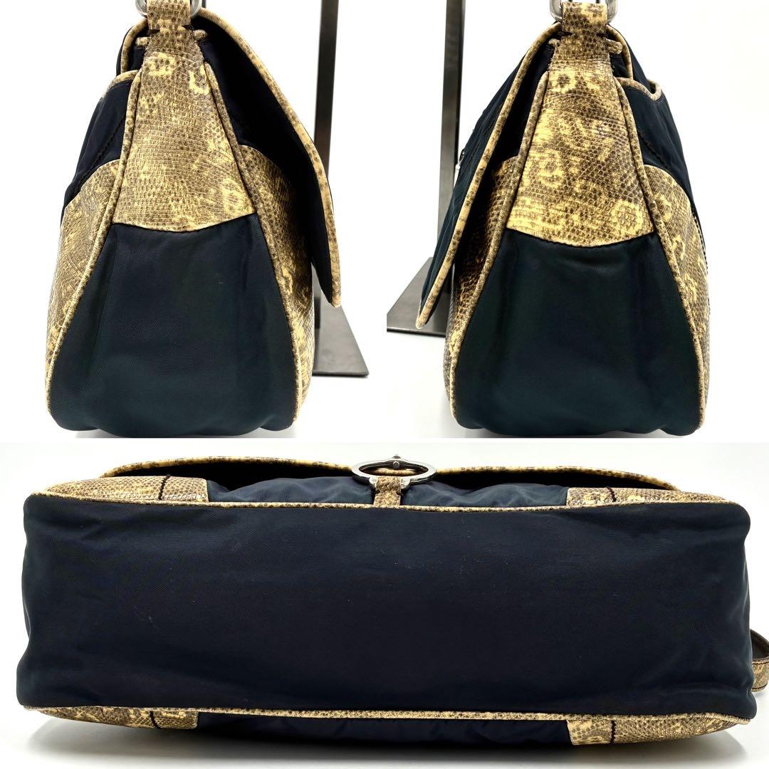 PRADA Shoulder Bag Purse Logo Navy Authentic