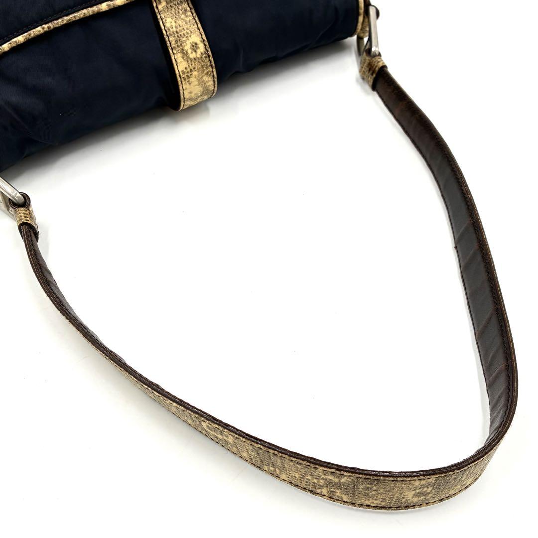 PRADA Shoulder Bag Purse Logo Navy Authentic